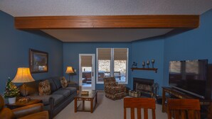 House, 2 Queen Beds, Hot Tub | Living room | TV, fireplace - Villages of the Wisp Winding Way 2 Bedroom Townhome #34 (McHenry)
