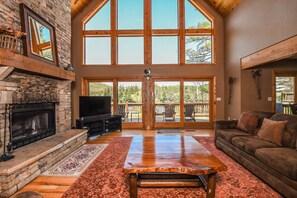 House, Multiple Beds, Hot Tub | Living room | TV, fireplace, DVD player - Celebration at Deep Creek 8 Bedroom House (Oakland)