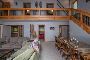 House, Multiple Beds, Hot Tub | Living room | TV, fireplace - Lazy Bass Lodge 5 Bedroom House (McHenry)