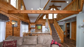 House, Multiple Beds, Hot Tub | Living room | TV, fireplace, DVD player - Ursa Minor - Two Bedroom House (Swanton)