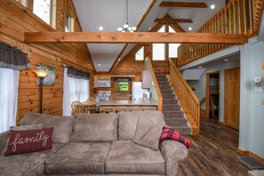 House, Multiple Beds, Hot Tub | Living room | TV, fireplace, DVD player - Ursa Minor - Two Bedroom House (Swanton)