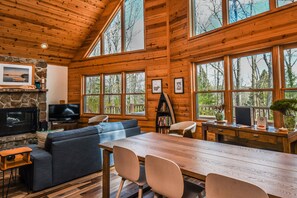 House, Multiple Beds, Hot Tub | Living room | TV, fireplace, DVD player - Swimming Bear Lodge 4 Bedroom House (Oakland)