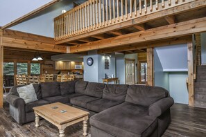 House, Multiple Beds, Fireplace | Living room | TV, fireplace, DVD player - McKenzies Mountain 7 Bedroom House (Swanton)