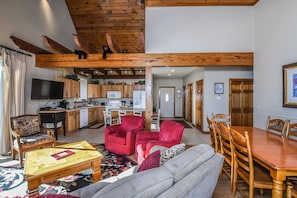 House, Multiple Beds, Fireplace | Living room | TV, fireplace, DVD player - On Eagle's Wings 4 Bedroom House (McHenry)