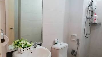 Sèche-cheveux, serviettes fournies, savon, papier toilette