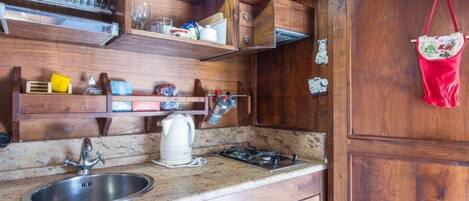 Fridge, oven, stovetop, cookware/dishes/utensils