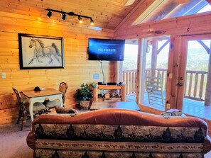 Smart TV, fireplace, DVD player, table football
