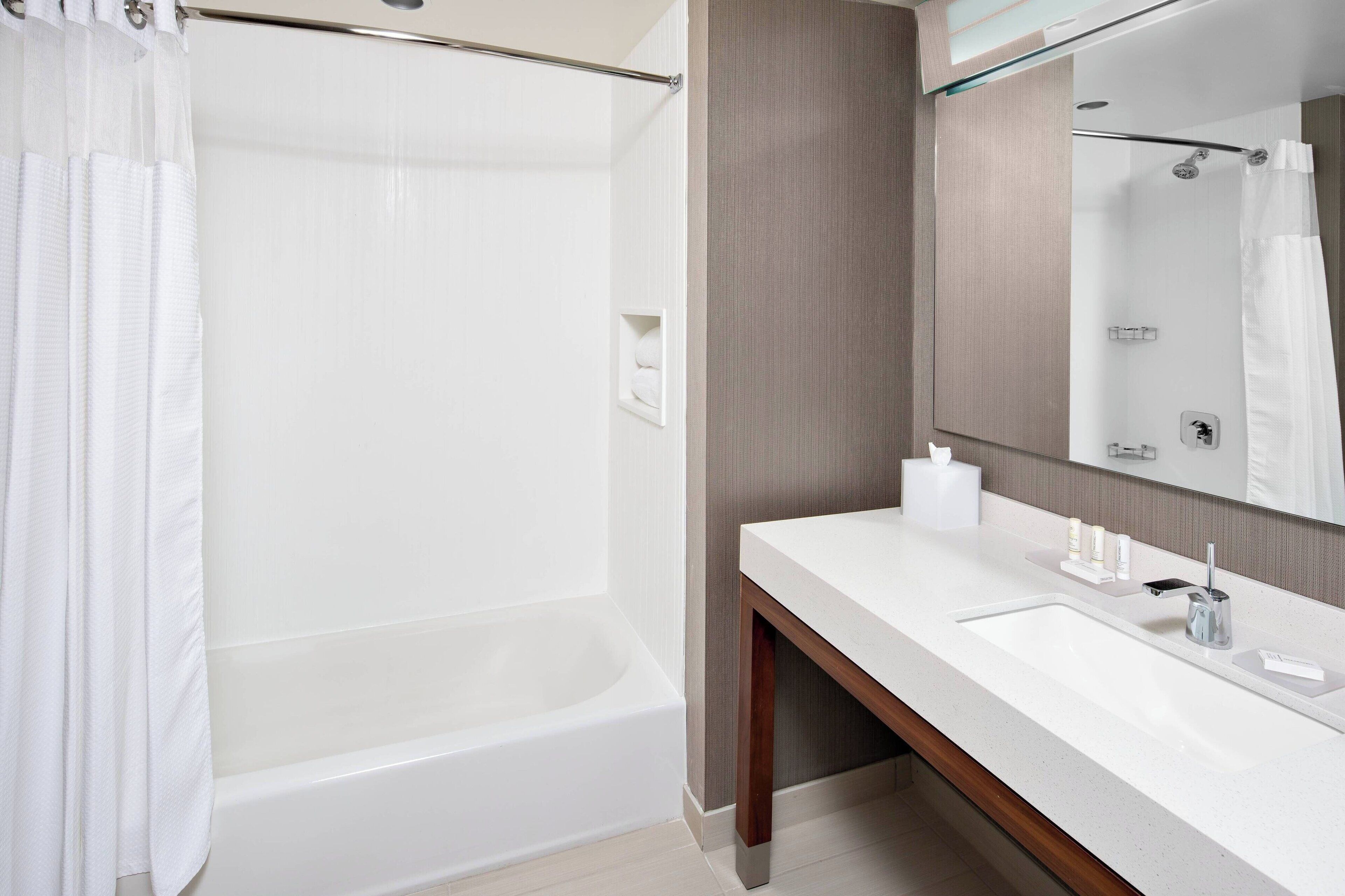 free toiletries, hair dryer, towels