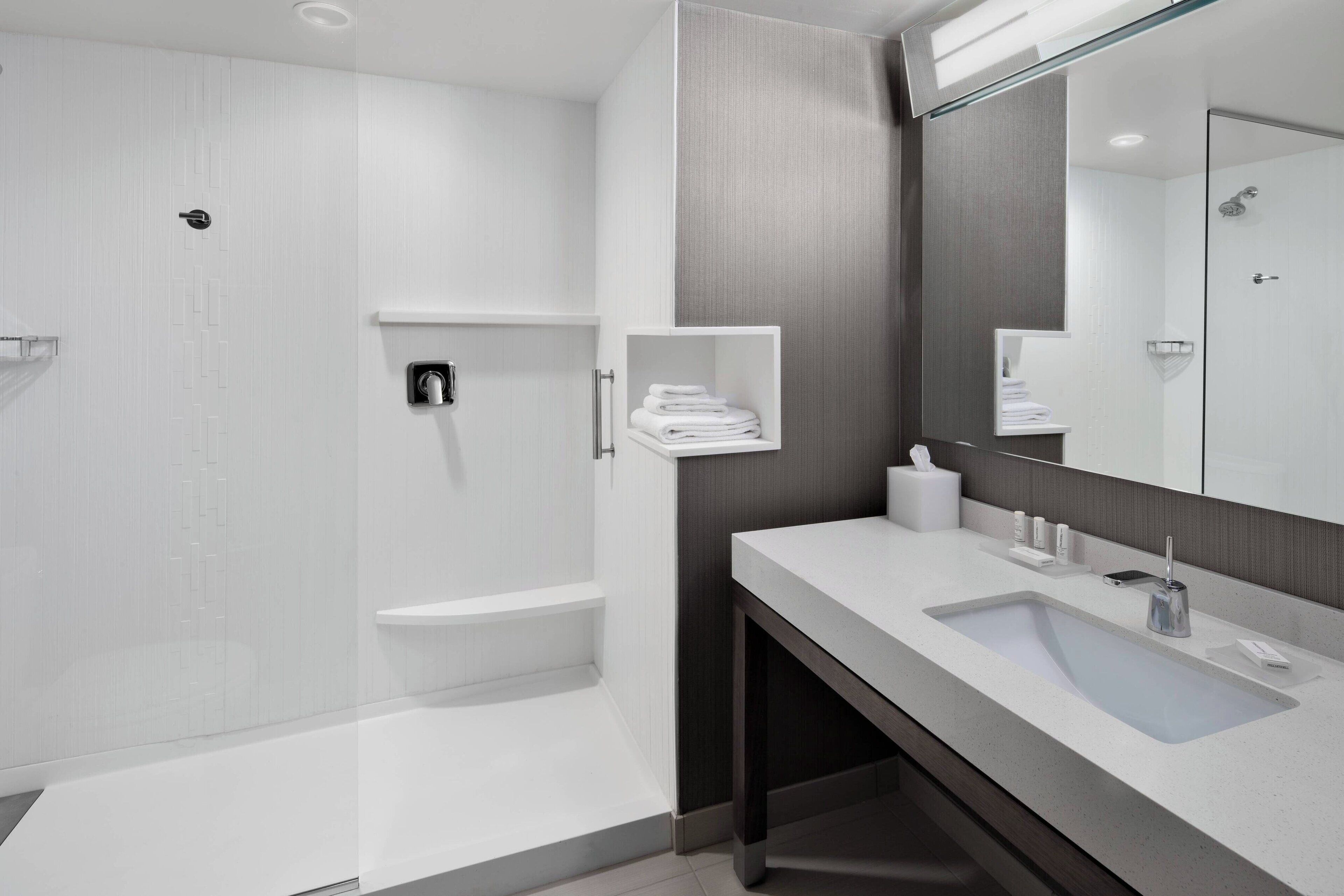 free toiletries, hair dryer, towels