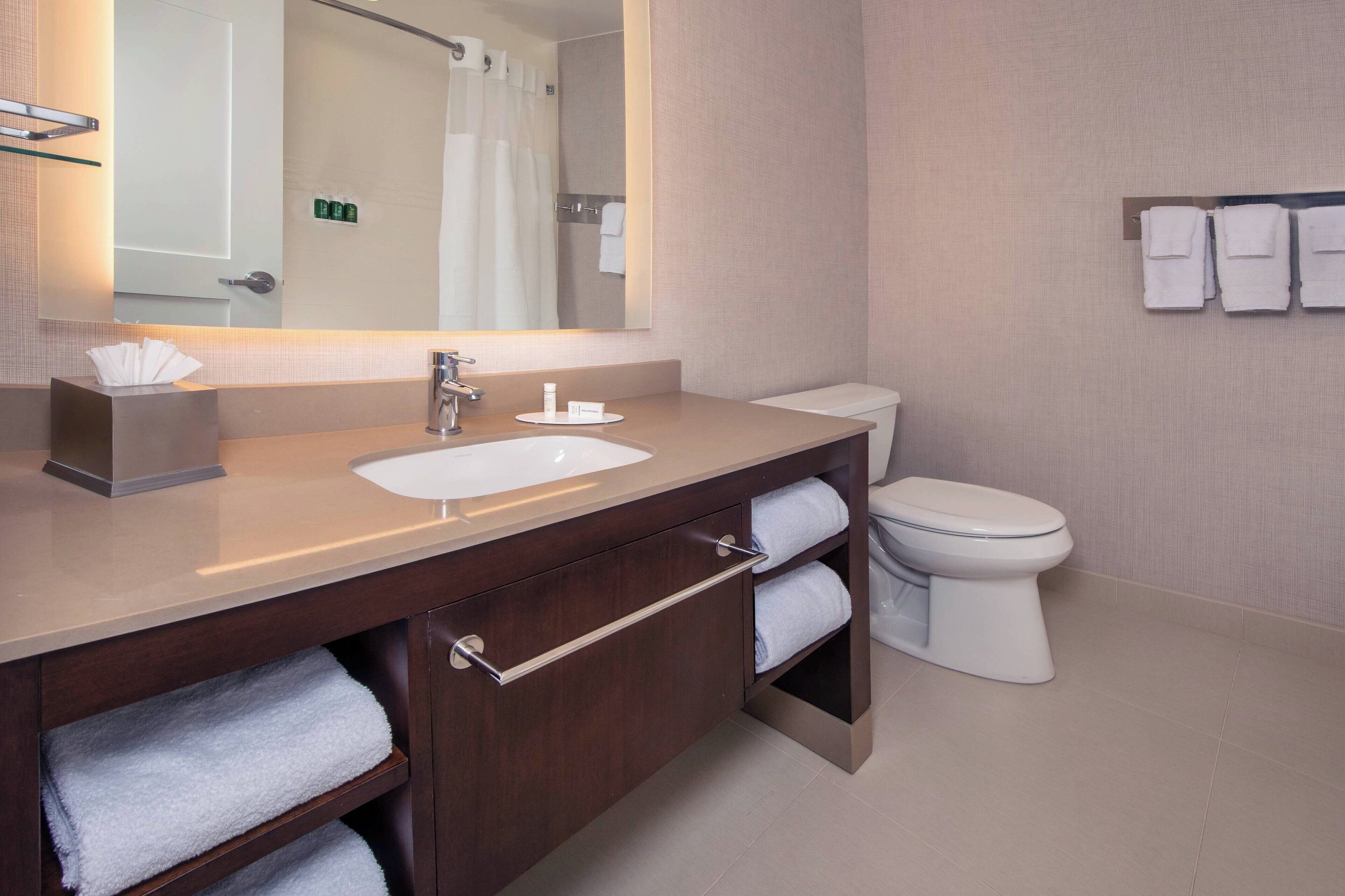 free toiletries, hair dryer, towels