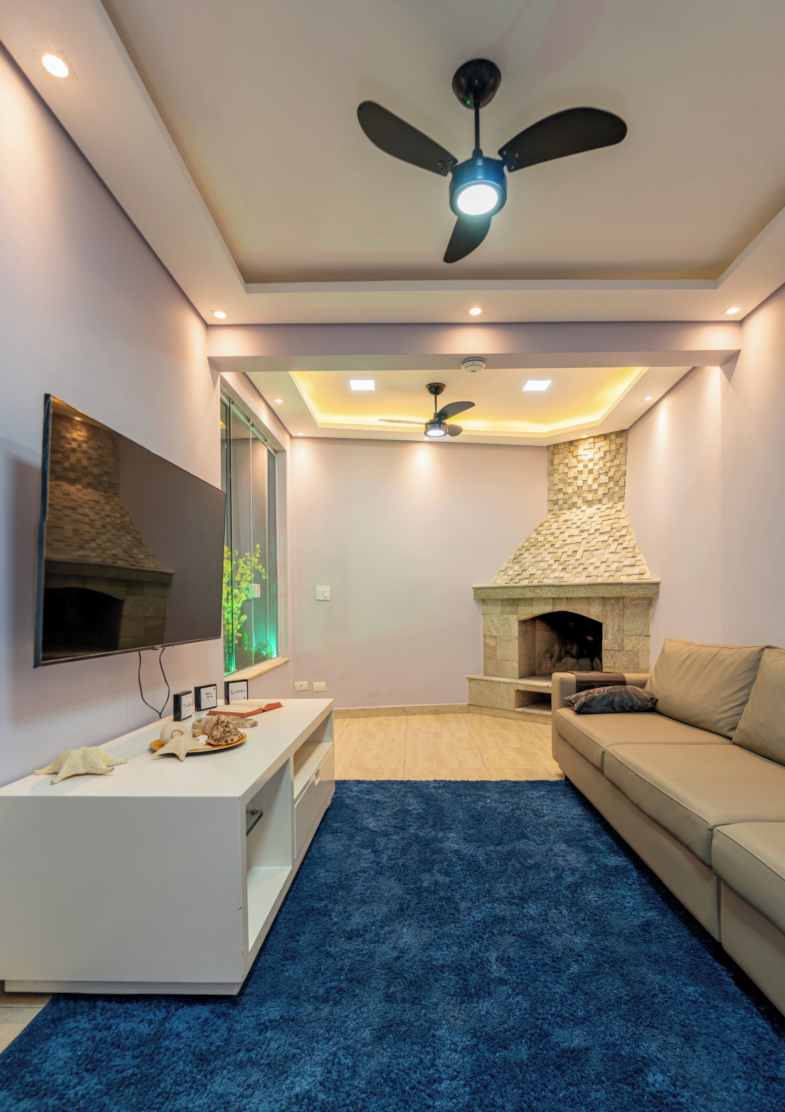 Smart TV, fireplace, foosball, stereo