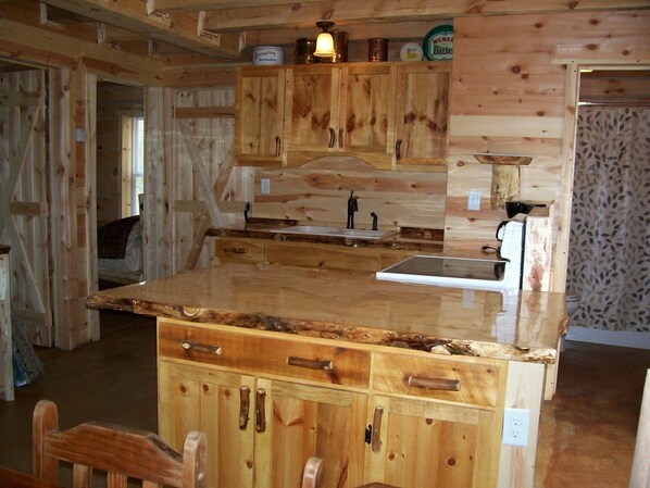 Fridge, microwave, oven, stovetop - Copper Cabin offers peace and privacy in the woods! (Merrillan)
