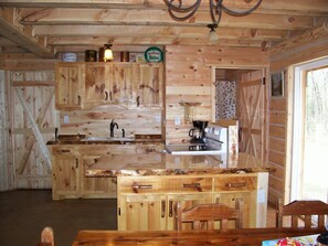 Fridge, microwave, oven, stovetop - Copper Cabin offers peace and privacy in the woods! (Merrillan)