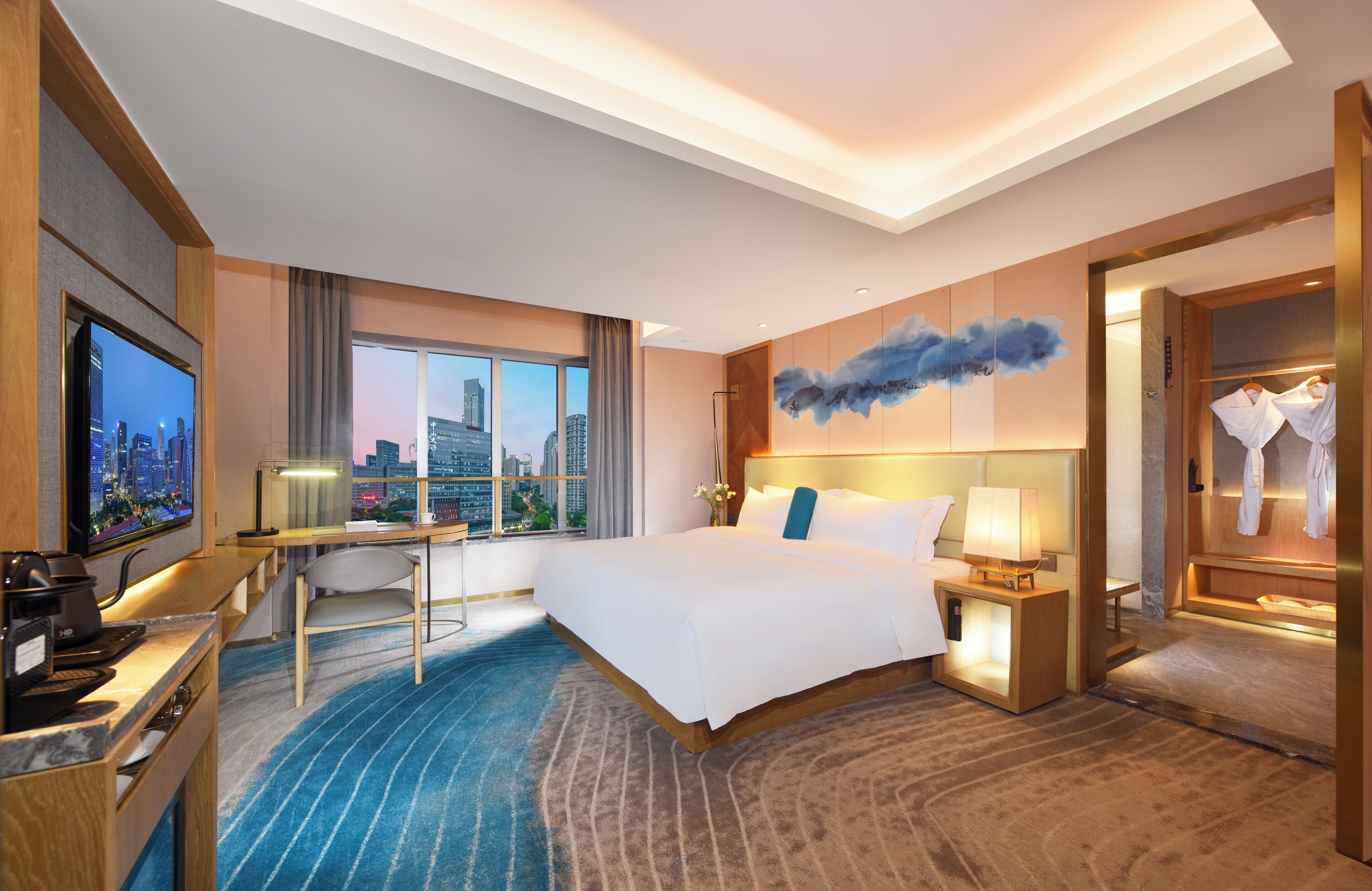 エグゼクティブ ダブルルーム キングベッド 1 台 | セーフティボックス (室内)、デスク、遮光カーテン、防音設備