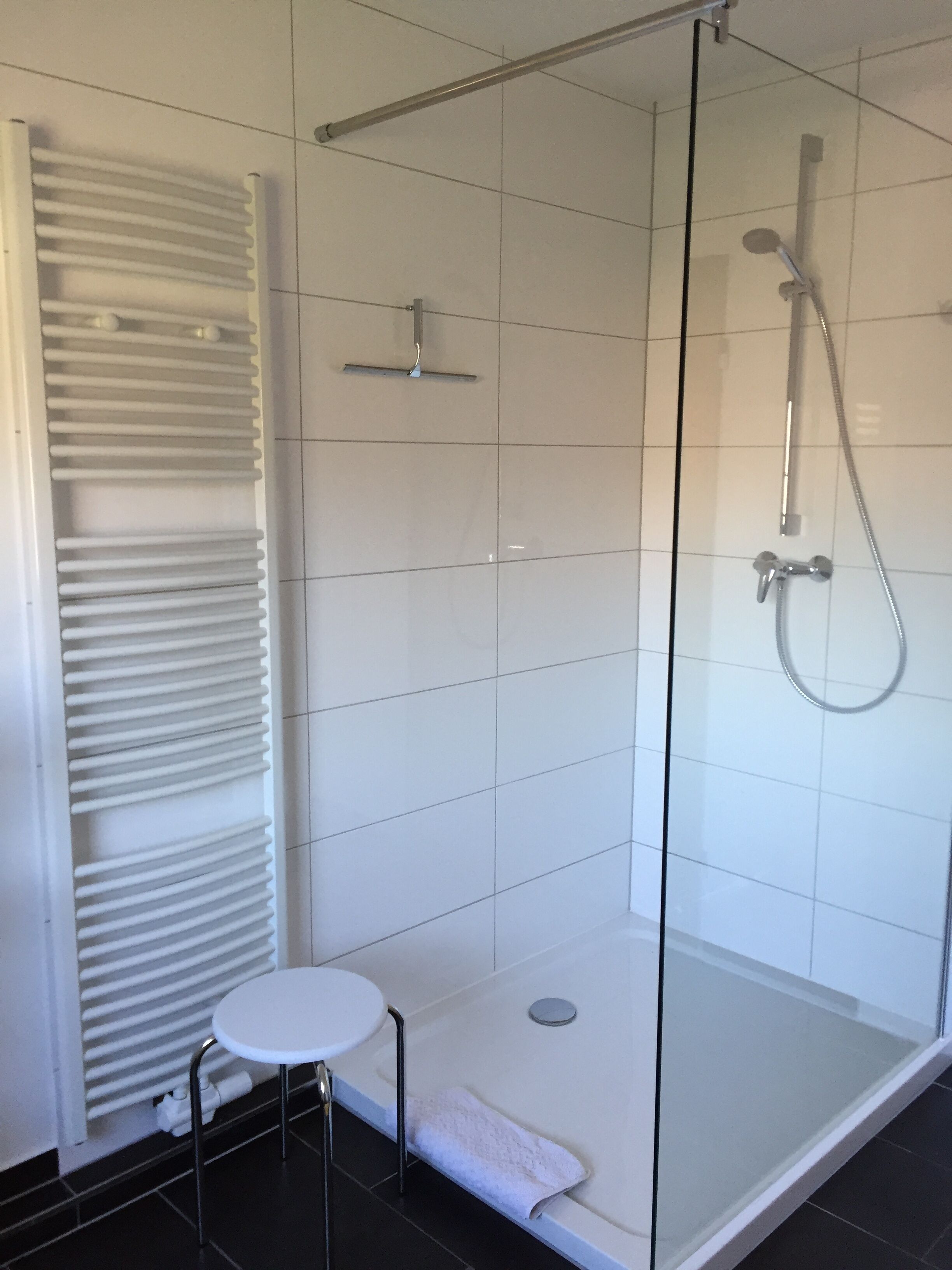 Ensemble douche/baignoire, sèche-cheveux, serviettes fournies, savon