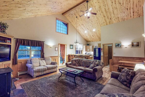 TV, DVD player, video library