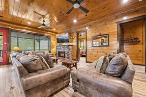 TV, fireplace, video games