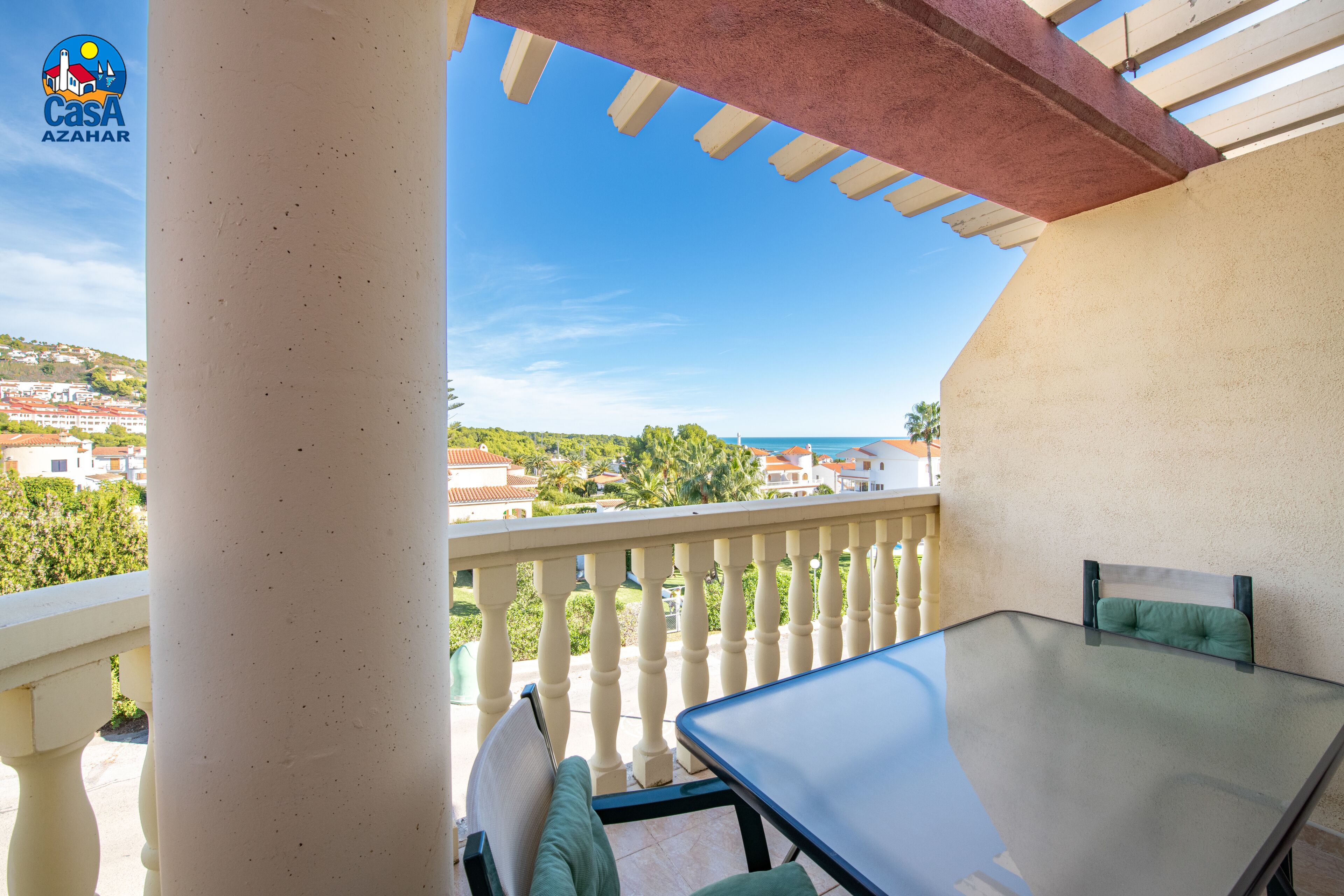 Appartement, 2 slaapkamers, gedeeltelijk uitzicht op zee | Terras