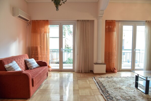 Apartment | Living area | 35-inch flat-screen TV with satellite channels, TV - Cozy & Spacious Apartment in Central (Athens)
