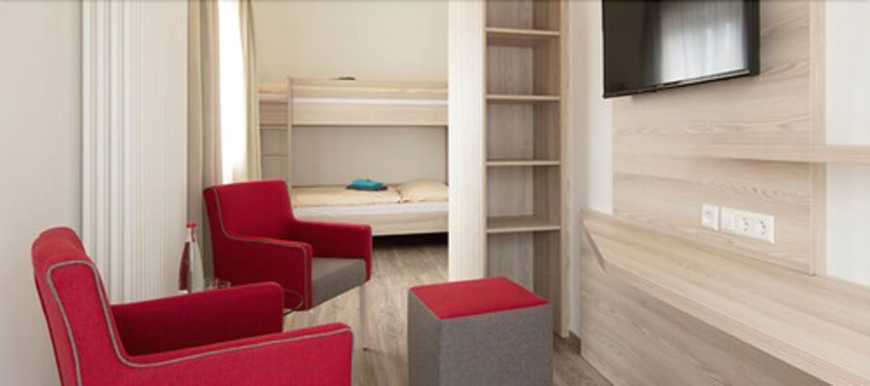 family room | 1 bedroom, desk, laptop workspace, blackout curtains