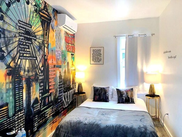 In-room safe, individually decorated, desk, blackout curtains