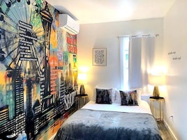 In-room safe, individually decorated, desk, blackout curtains