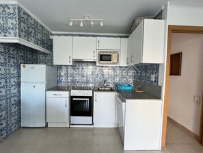 ثلاجة/مجمد بحجم كبير، ميكروويف، فرن، موقد طهي مسطح