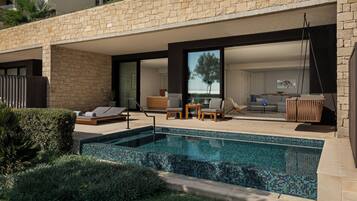 Seafront Cabana with Two Bedrooms, Living room and Private Pool | Minibar, in-room safe, blackout drapes, soundproofing