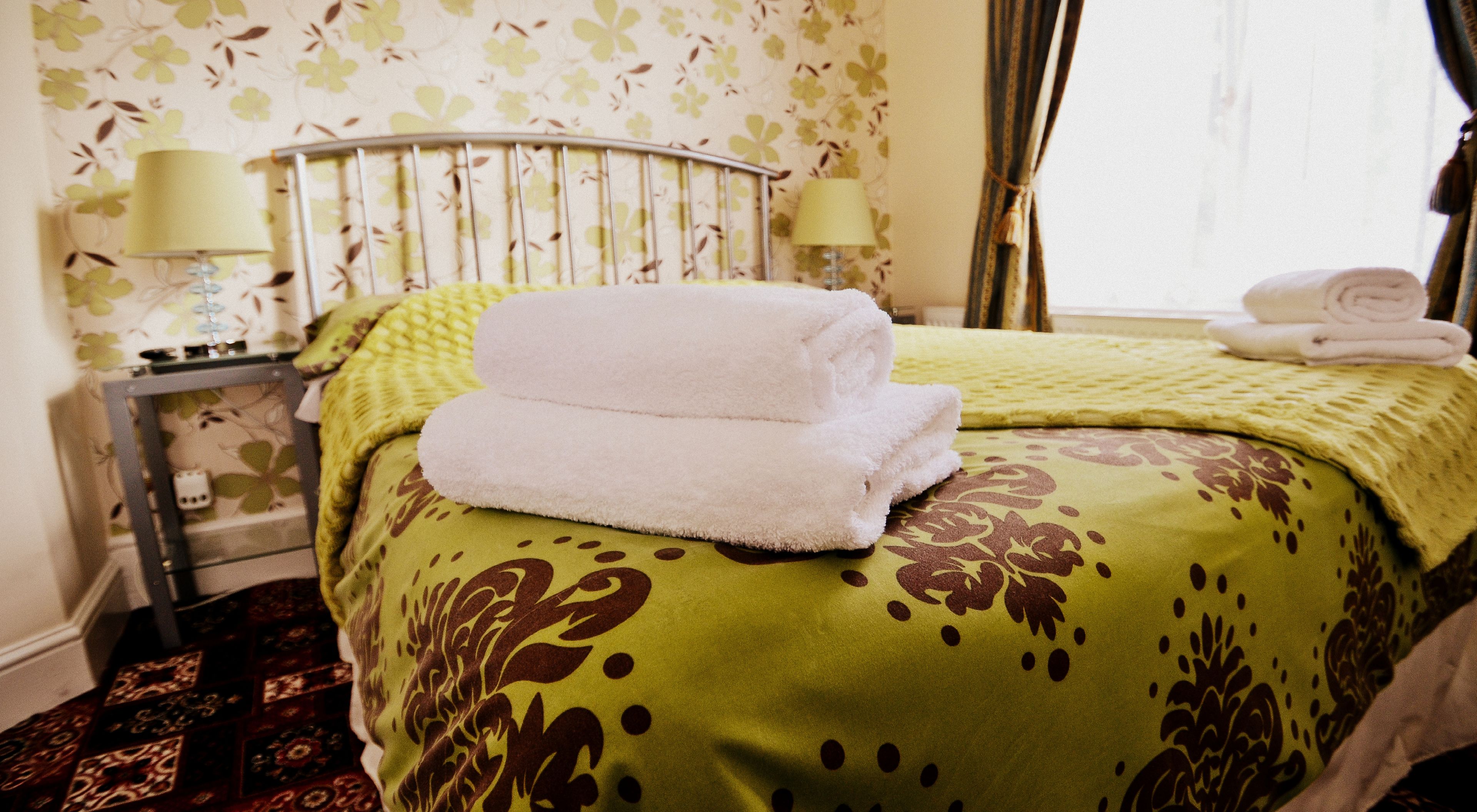 blackout curtains, iron/ironing board, free wifi, bed sheets