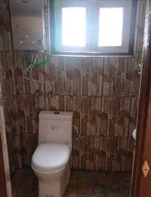 Shower, slippers, towels