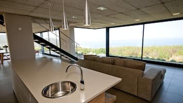 Casa luxo, 5 quartos | Cozinha privada | Geladeira grande, micro-ondas, fogão, cooktop