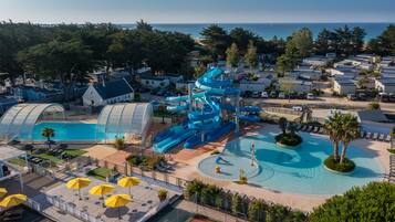 Indoor pool, outdoor pool, open 9:00 AM to 8:00 PM, pool umbrellas