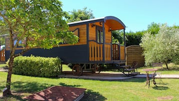 Comfort stacaravan | Terras