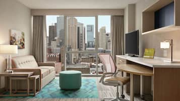 Suite, 1 Bedroom, City View | Living area | LCD TV, MP3 dock