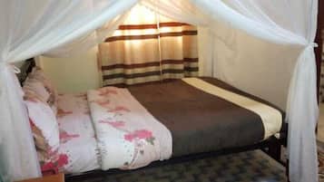 Desk, bed sheets