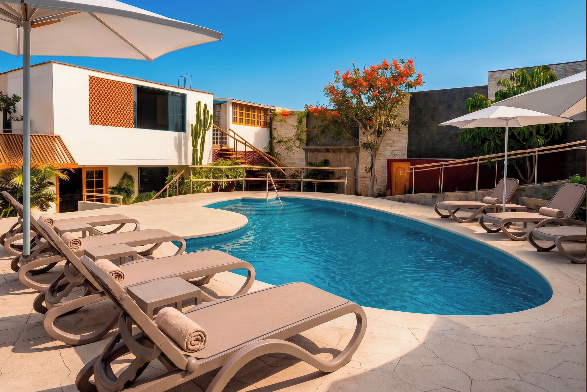 2 piscinas al aire libre, sombrillas, sillones reclinables de piscina