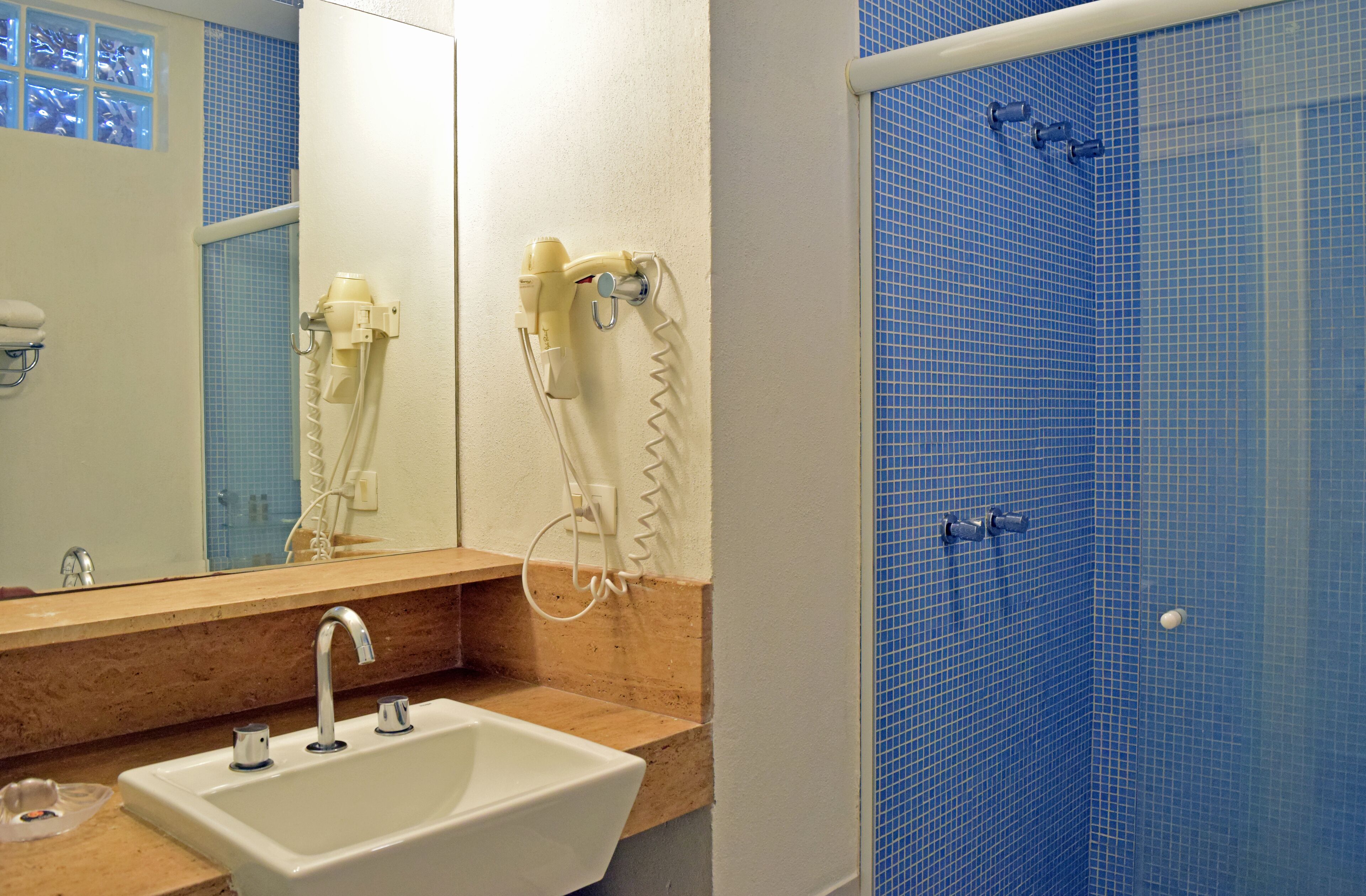 free toiletries, hair dryer, towels