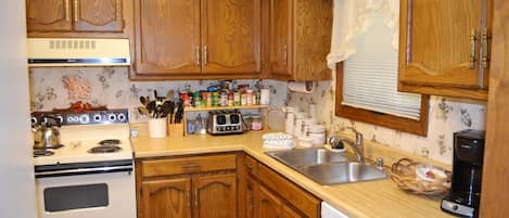 Fridge, microwave, stovetop, dishwasher