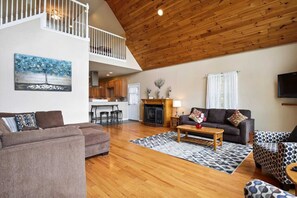 Smart TV, fireplace, video game console, offices