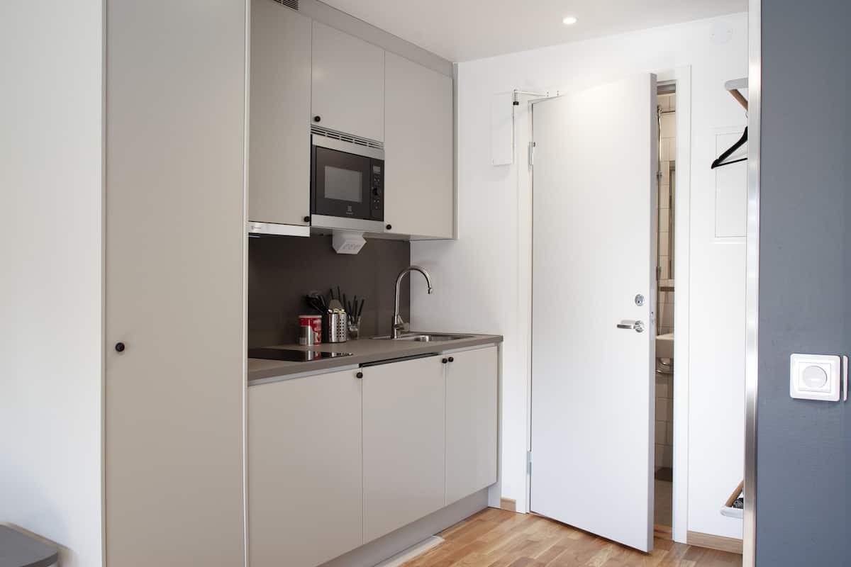 studio king with kitchenette | private kitchenette | fridge, microwave