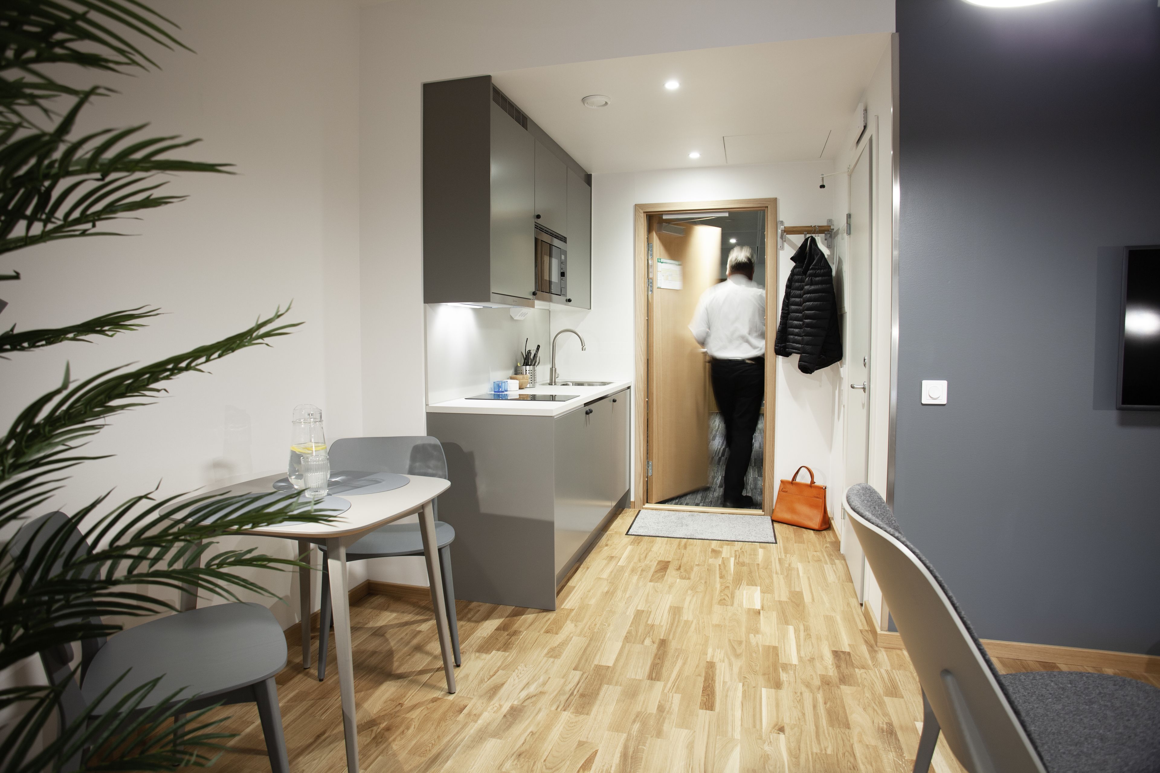 studio 2 room with kitchenette | private kitchenette | fridge, microwave