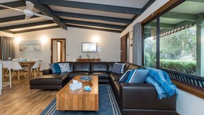 Smart TV, caminetto, Netflix, lettore DVD