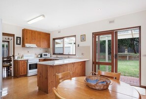 Microwave, dishwasher, cookware/dishes/utensils