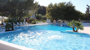 Outdoor pool, pool loungers