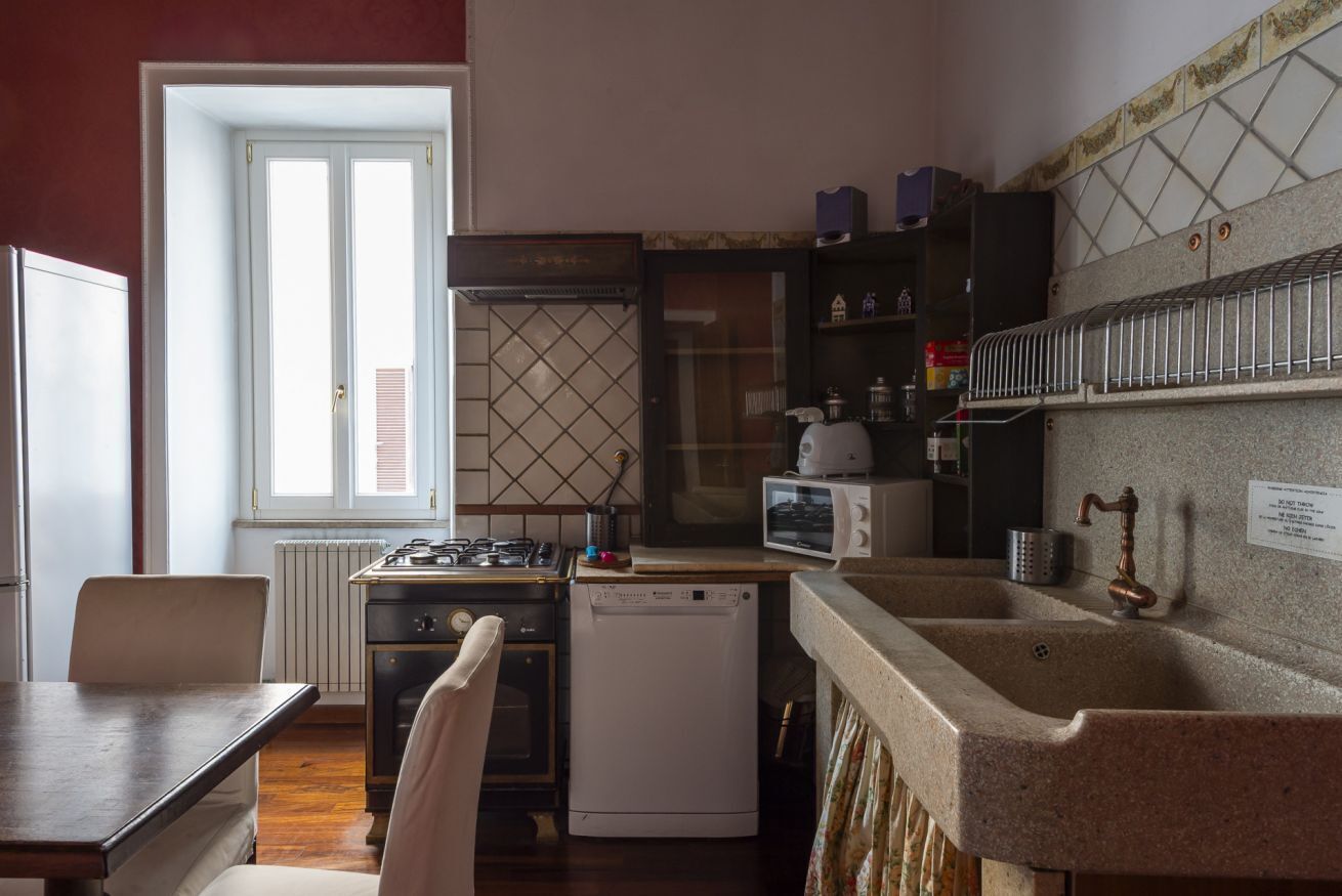Fridge, stovetop, dishwasher, cookware/dishes/utensils