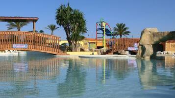 Indoor pool, outdoor pool, open 10:00 AM to 6:00 PM, pool umbrellas