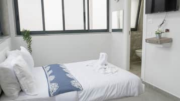 Exclusive-Apartment, 1 Doppelbett, Nichtraucher | Bettwäsche aus ägyptischer Baumwolle, hochwertige Bettwaren