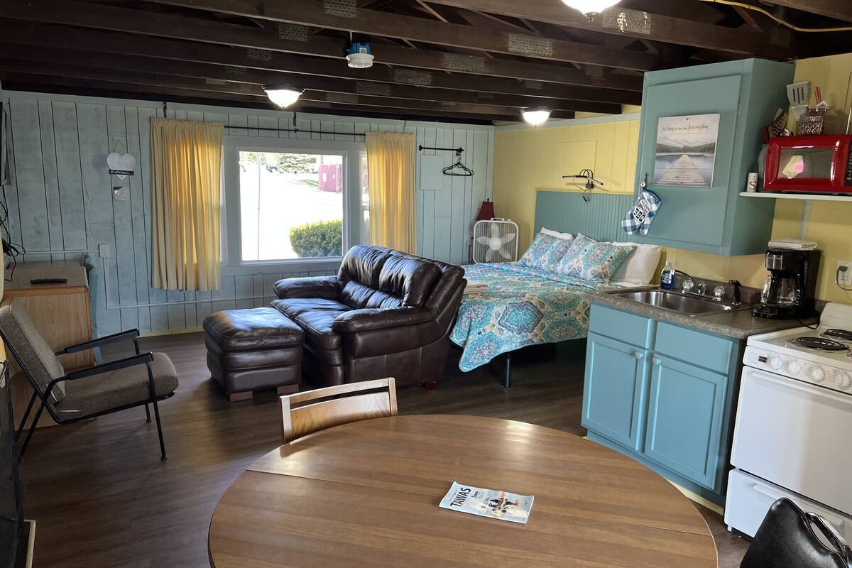 superior studio, 1 king bed, non smoking, lake view | living area | flat-screen tv