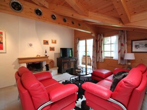 Télévision, cheminée, lecteur de DVD