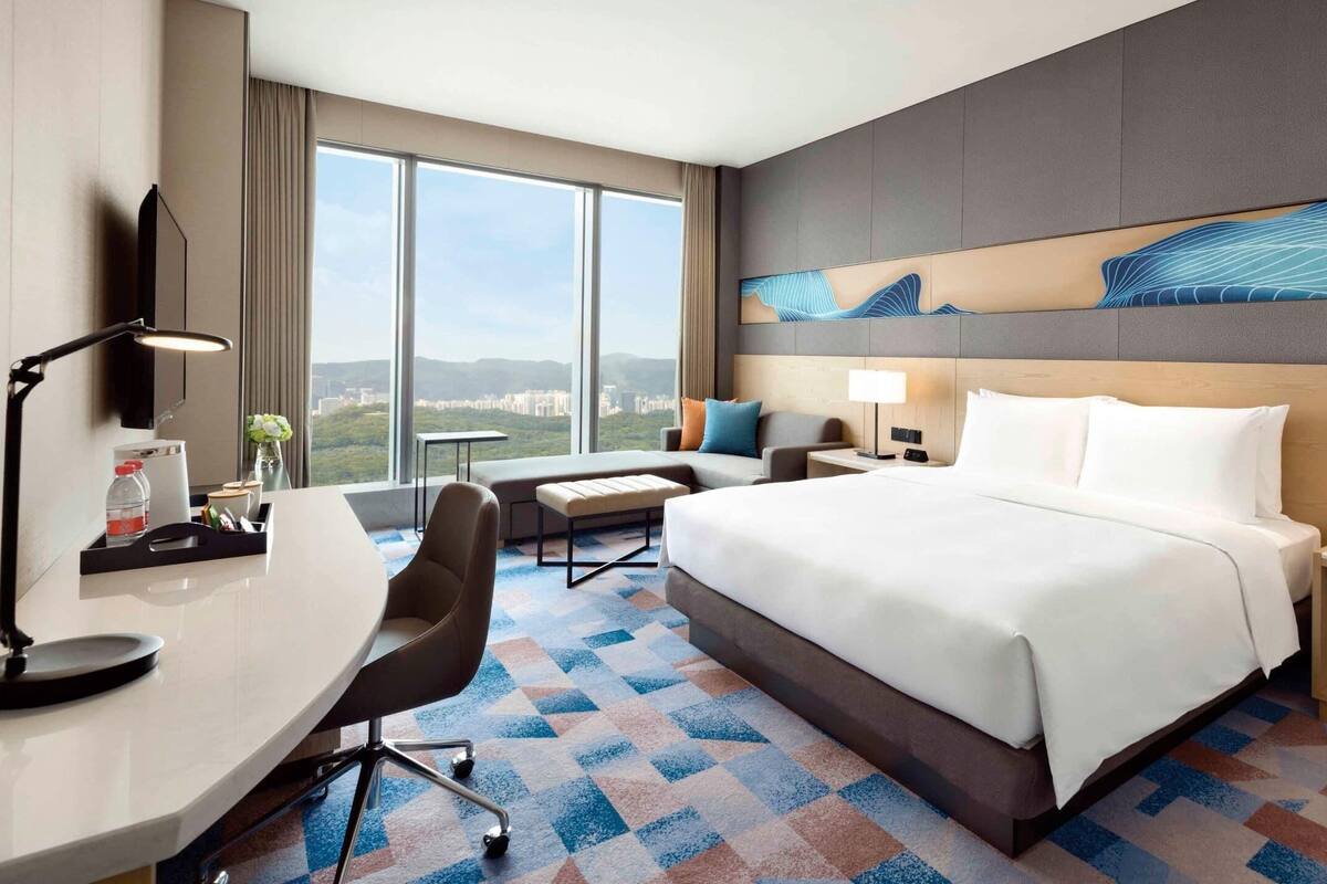 Premium bedding, down comforters, Select Comfort beds, minibar